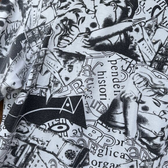 ENTITY -Daniel Benjamin Graffiti Print 3/4th Sleeve Black & White SZ XL preowned - Picture 5 of 5